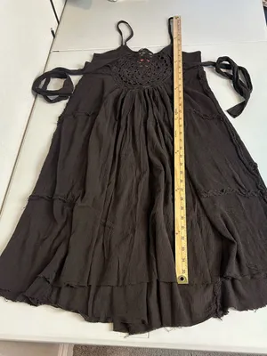 Free People Boho Lightweight Cotton Crochet Bodice Gauzy Dress in Brown Size XS thumbnail 7