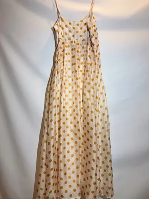 En Saison Ava Gold Polka Dot Ruffle Puff Sleeve Midi Dress Size Medium thumbnail 12