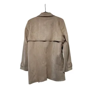 Bailey 44 Women's Taupe Faux Suede Double Breasted Trench Coat M thumbnail 8