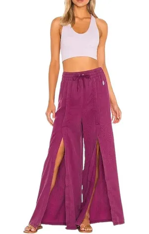 Free People Abs Tracker Split Wide Leg Pants Dark Purple Small thumbnail 1