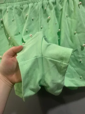 Peach Love California Pearl Detail Terry Cloth Shorts thumbnail 4