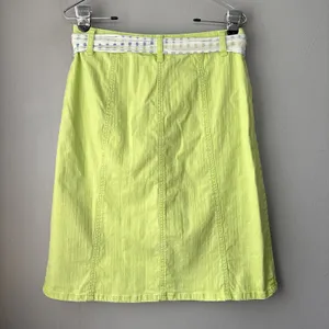 Christopher & Banks Skirt Size 6 Dopamine Lime Green A-line Midi Stretch Denim thumbnail 4