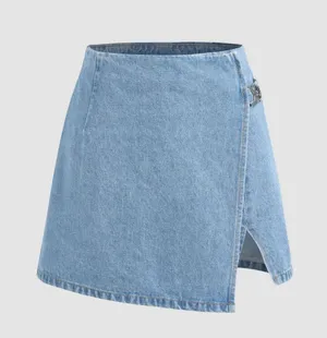 Cider DENIM MID WAIST SPLIT SHORTS thumbnail 2