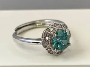 925 Silver Plated Adjustable Crystal Ring for Women thumbnail 2