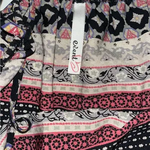 Event Boho Fringe Cropped Cami Top - Black & Red Geometric Print size s/m thumbnail 3