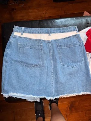 Cloud Ten White and Blue Jean Skirt thumbnail 2