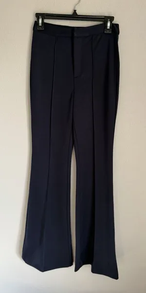 Vici Navy Blue Flat Front Flare Leg Pants Womens S Office Careerwear Classic thumbnail 1