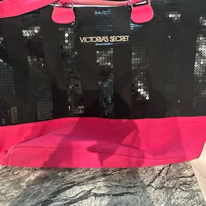 Victoria's Secret Black and Pink Sparkle Tote Bag thumbnail 2