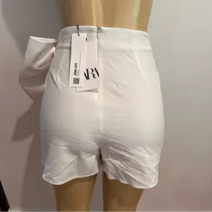 New Zara Satin Bow Mini Skort Skirt Sz XS White NWT thumbnail 4