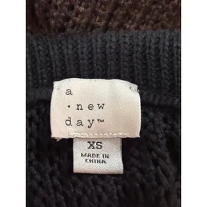 A New Day Skirt XS Black Crochet Open Knit Side Slit Tie Boho Beach Vacation thumbnail 5