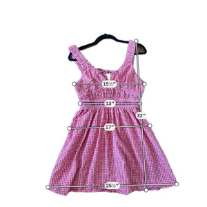 Asos pink and red gingham smocked waist mini dress milkmaid size 6 thumbnail 7