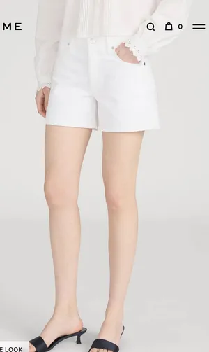 Frame Denim White Mid-Rise Denim Shorts thumbnail 1