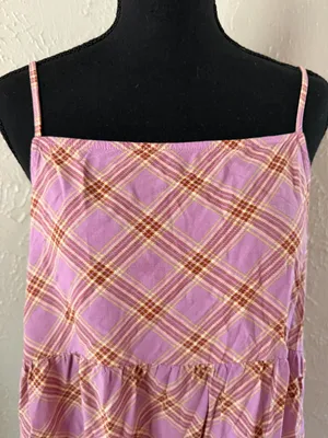 🩷 Rewind Plaid Tiered Tank Dress 🧡 ~ Juniors Large thumbnail 2