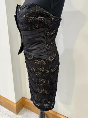Mystic black bow lace sequin formal homecoming dress size M thumbnail 3