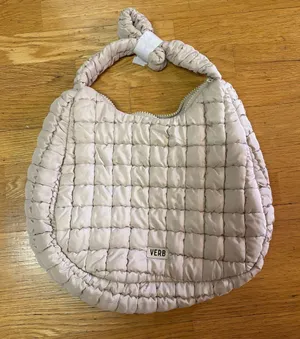 NEW Verb Neutral Quilted Puffer Preppy Gorpcore Large Bag Tan thumbnail 1