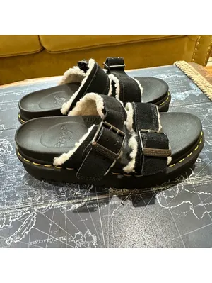 Dr. Martens Blaire Shearling Buckle Sandals | Black | Size 4M / 5W thumbnail 4