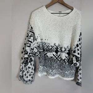 Free People Midnight Beach Oversized Sweater in Evening Ivory Combo size XS $168 thumbnail 5