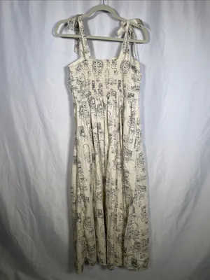 Abercrombie & Fitch Womens Emerson Italy Theme Dress Cream Black Medium thumbnail 6