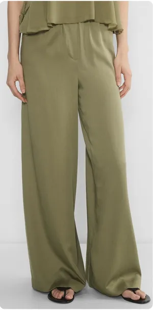 Wilfred Aritzia Womens Tasmin Sundried Olive Wide Leg Lyocell Relaxed Pants S thumbnail 1