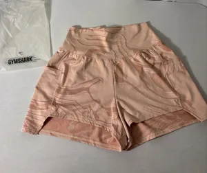 NEW Gymshark Womens Power Jacquard Pink Shorts Pockets Size Medium‎ thumbnail 1