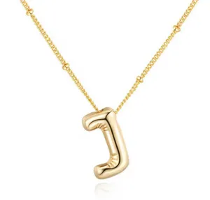 Bubble Balloon Letter J Initial Necklace Gold thumbnail 1