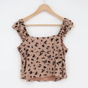 Good Days Project Tank Top Womens XL Tan Floral Ruffle Excellent thumbnail 4
