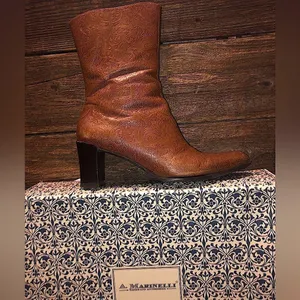 vintage A. Marinelli boots by Marinelli Genuine Leather Floral Embossed thumbnail 2