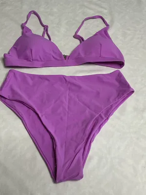 Purple High Waisted Bikini Set Size M Two Piece Swimsuit thumbnail 1