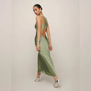 Reformation Cassette Silk Dress in artichoke NEW NWT thumbnail 5