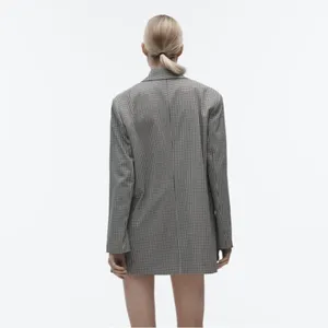 Zara Black and White Gingham Blazer with Shoulder Pads thumbnail 5