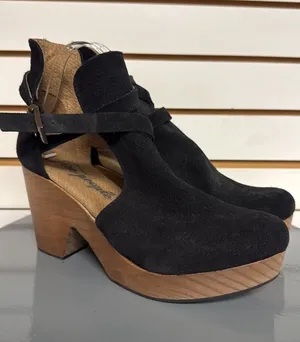 Free People Cedar Clogs Black Suede Platform Wood Women's 40.5 US 10.5 Boho thumbnail 1