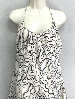 Abercrombie & Fitch Halter Dress Womens M Mini‎ Cream Brown Party Y2K Vacation thumbnail 1