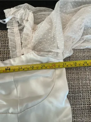 Lulu's Cream Satin Jumpsuit with Sheer Puff Sleeves thumbnail 8