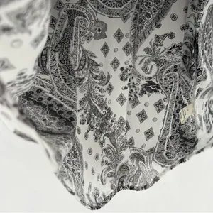 Tantrums Black & White Paisley Print Crochet Lace Trim Flare Sleeve Top Size‎ L thumbnail 6