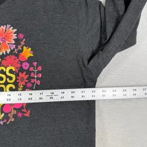 Natural Life Kindness Matters Floral Graphic Sweatshirt Charcoal Gray Medium thumbnail 3