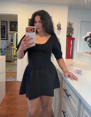 Zara Black Mini Fit-and-Flare Dress thumbnail 1