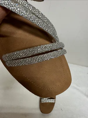 Cushionaire Silver Rhinestone Multi-Strap Slide Sandals - Women thumbnail 7