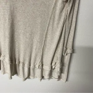 We The Free Free People Laguna Light Beige Thermal Long Sleeve Top Women Size XS Thumb Holes thumbnail 6