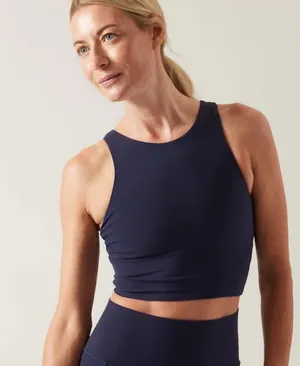 Athleta Navy Conscious Crop Padded Sports Bra Top thumbnail 1