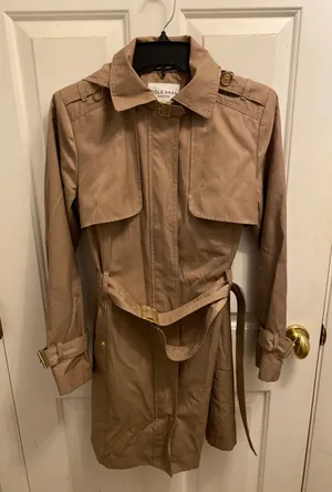 Cole Haan Belted Trench Coat Women Small Taupe Khaki Water Resistant Jacket NWOT thumbnail 1