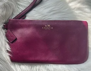 Coach Burgundy Crossgrain Clutch Wristlet Wallet 9x5 thumbnail 1