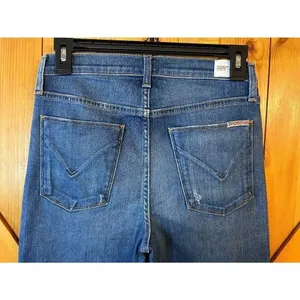 Hudson Harper High Rise Crop Flare Medium Wash Jeans Distressed Size 27 (8814) thumbnail 7