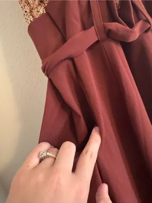 the clothing company Burgundy Jumpsuit with Rose Gold Sequin Bodice thumbnail 5