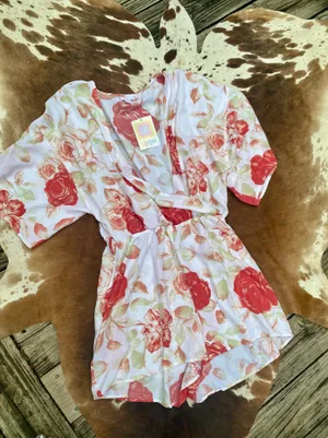 NWT LuLaRoe Melinda floral wrap romper Sz M thumbnail 2