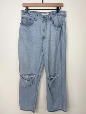 Abercrombie The Loose Jeans Curve Love Women’s Size 30 10 Short High Rise Light thumbnail 3