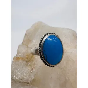 Vintage Turquoise Sterling Silver Ring Signed‎ SE Size 6 Oval Blue Stone 925 thumbnail 9