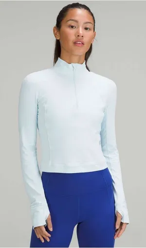 Lululemon Its Rulu Run Cropped Half Zip in Powder Blue Size 8 Athletic Pullover thumbnail 1
