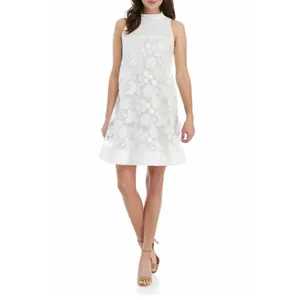 Robbie Bee Signature White Floral Lace Shift Dress Size Medium Bow Back‎ thumbnail 14