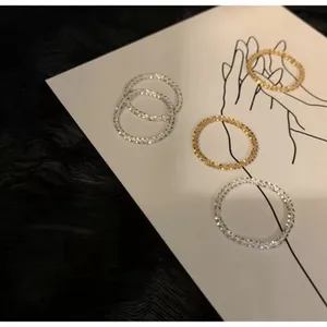 Sparkling‎ Yellow Gold Plated 925 Margarita Chain Flexible Ring, Sz 6.5 thumbnail 3