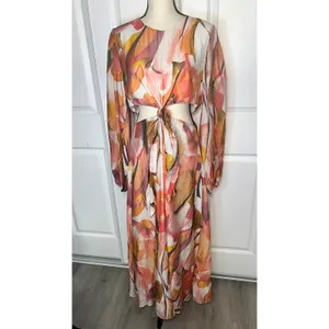 Petal & Pup NWT Floral Laquin Cutout Long Sleeve‎ Maxi Dress XL Adjustable thumbnail 2